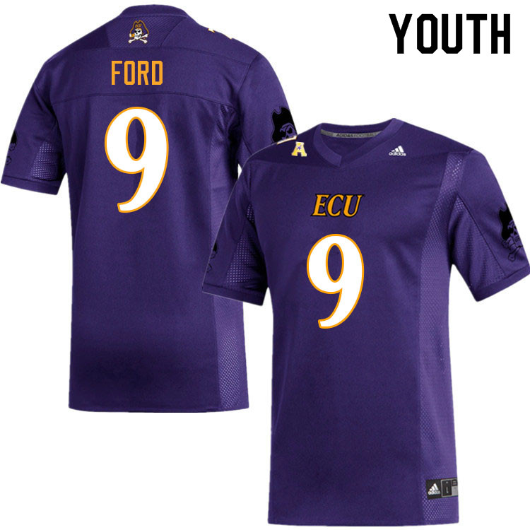 Youth #9 D.J. Ford ECU Pirates College Football Jerseys Sale-Purple